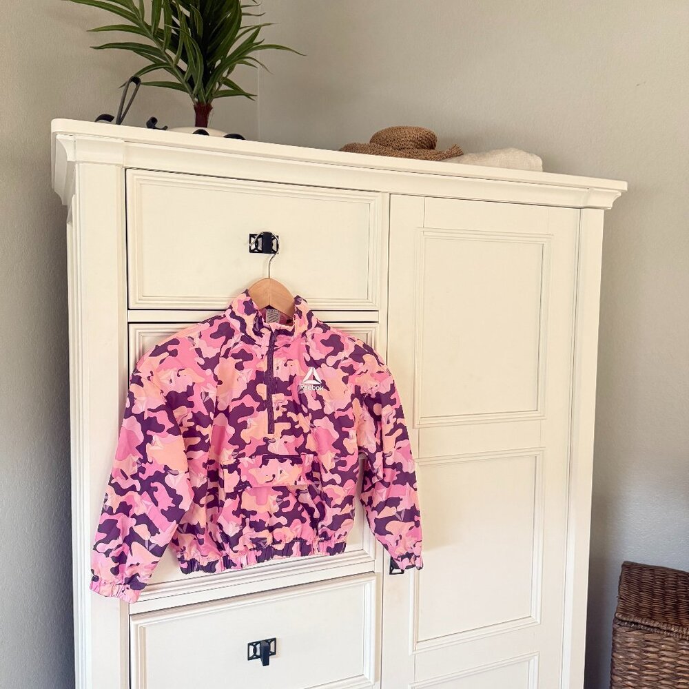 Girls Pink Purple Camo Windbreaker Athletic Jacket Size 6/6x
